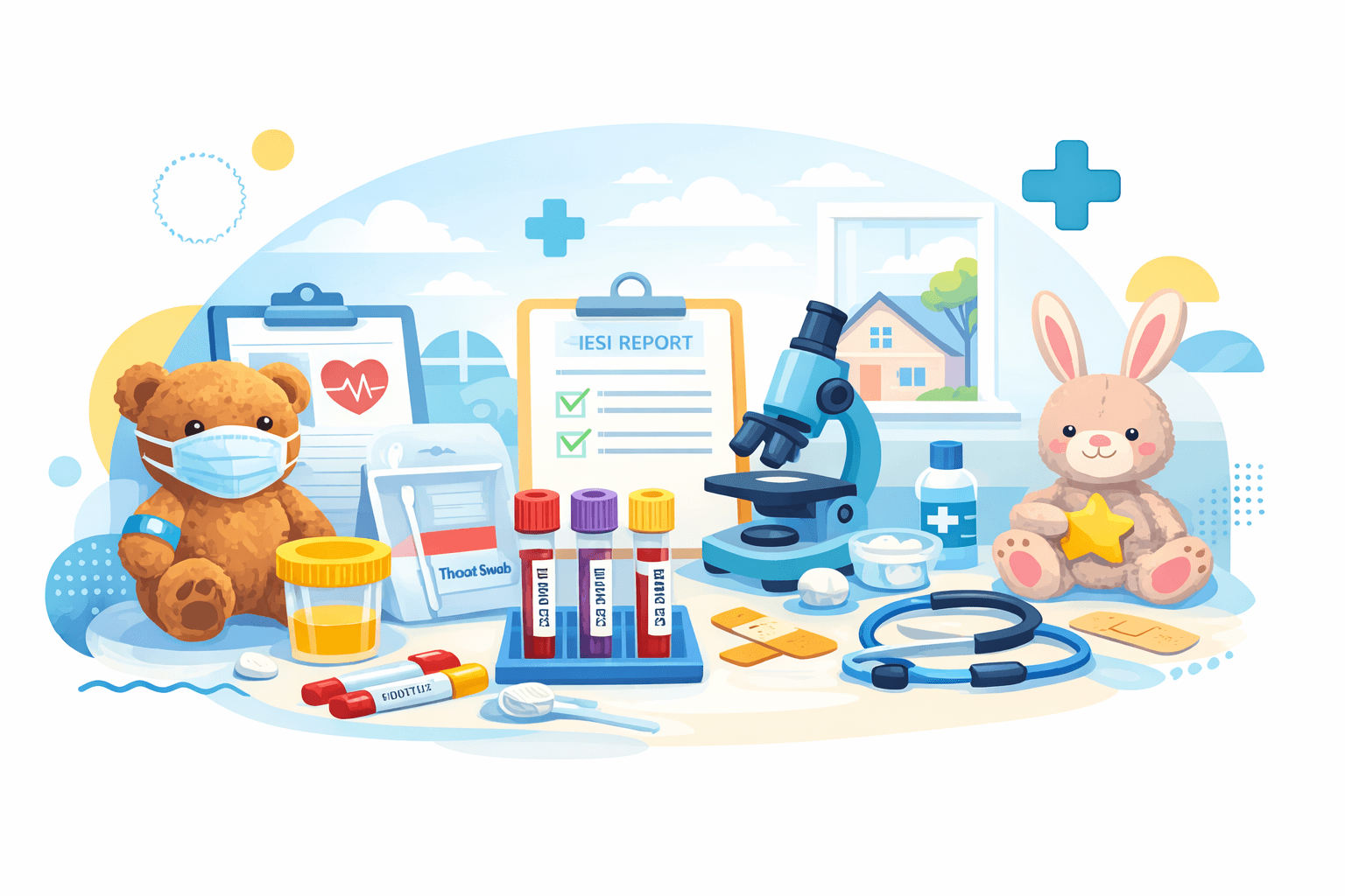 Ilustrație medicală pentru recoltare analize copii la domiciliu